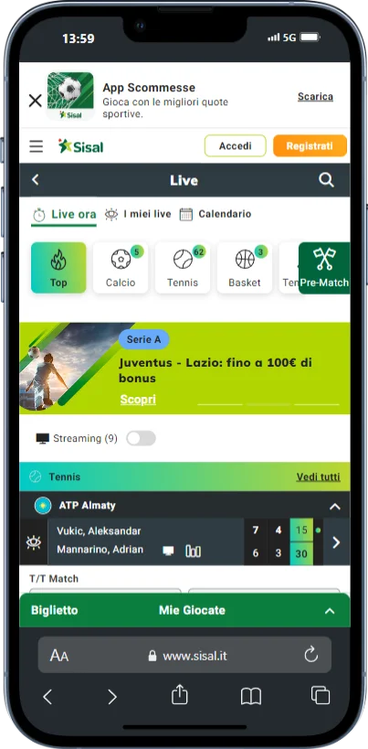 App di scommesse live di Sisal