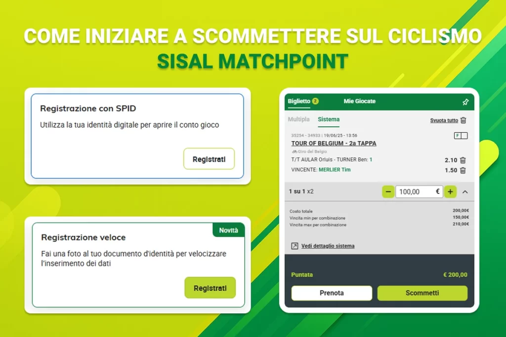 Esempio di scommesse sul ciclismo su Sisal