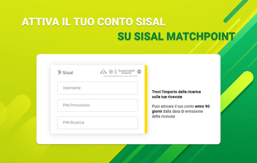 Attiva il tuo conto Sisal Esempio