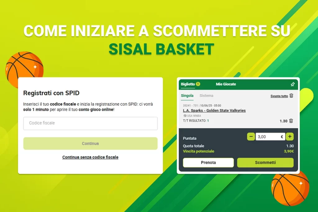 Esempio di scommessa su Sisal Basket
