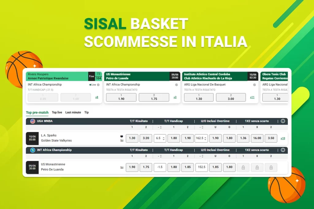Partite di basket per scommettere su Sisal Basket