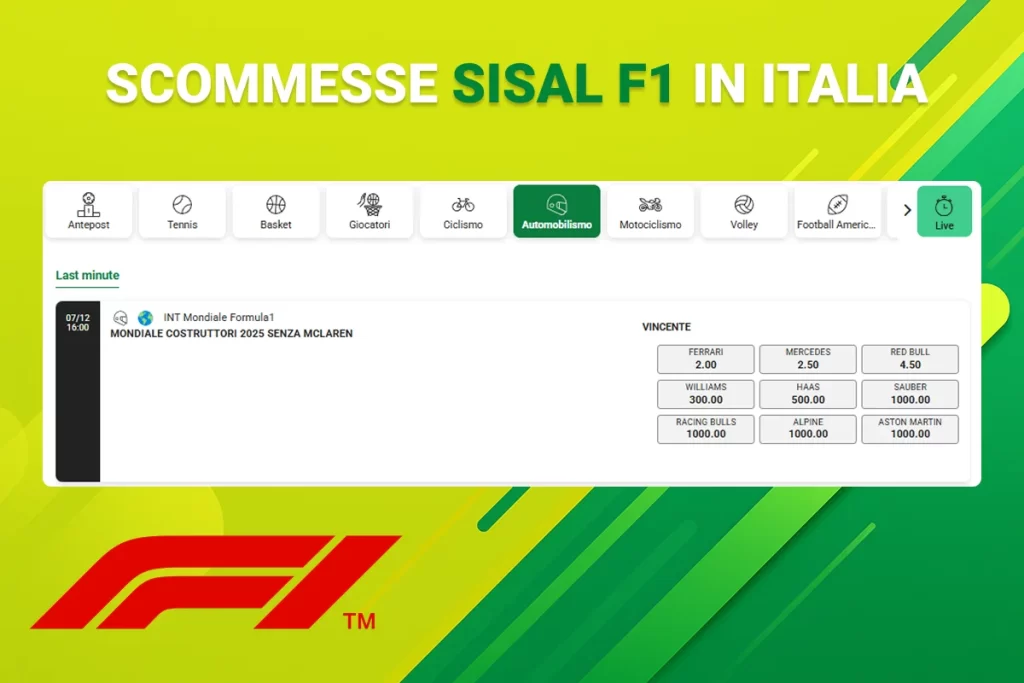 Scommesse sulla Formula 1 Sisal