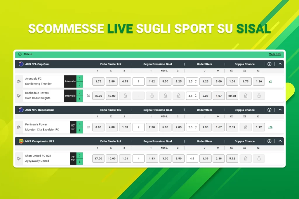 Pagina iniziale di Sisal Matchpoint Live